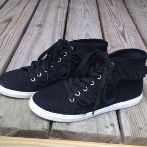 Fergalicious by Fergie black ruffle sneakers